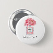 Badge Rond 5 Cm Peonies roses et Fleur de parfum fille (Devant & derrière)