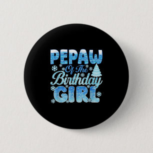 Badge Rond 5 Cm Pepaw De L'Anniversaire Fille Snowflakes Match À T