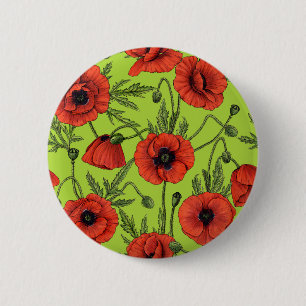 Badge Rond 5 Cm Pépites, rouge et vert sur le vert citron