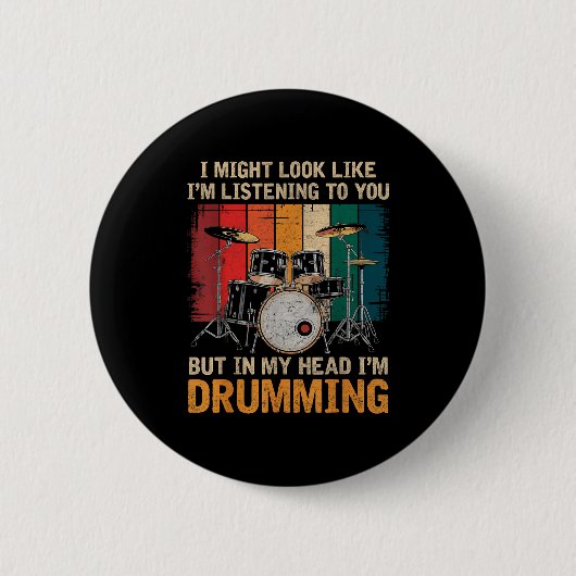 Badge Rond 5 Cm Percussionist Drumming For Drum Set Lover Drummers (Devant)
