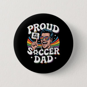 Badge Rond 5 Cm Père de footballeur fier Fan joyeux pour les pères