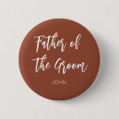 Badge Rond 5 Cm Père de Groom Terracotta Blanc (Devant)
