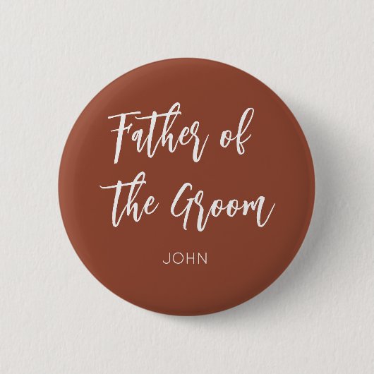 Badge Rond 5 Cm Père de Groom Terracotta Blanc (Devant)