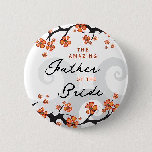 Badge Rond 5 Cm PÈRE DE LA BRIDE Fleurs tropicales Mariage (Devant)