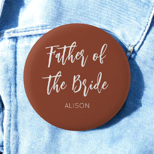 Badge Rond 5 Cm Père de la mariée Mariage Marron Blanc