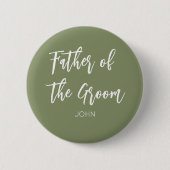 Badge Rond 5 Cm Père du Bouton blanc vert Groom Sage (Devant)