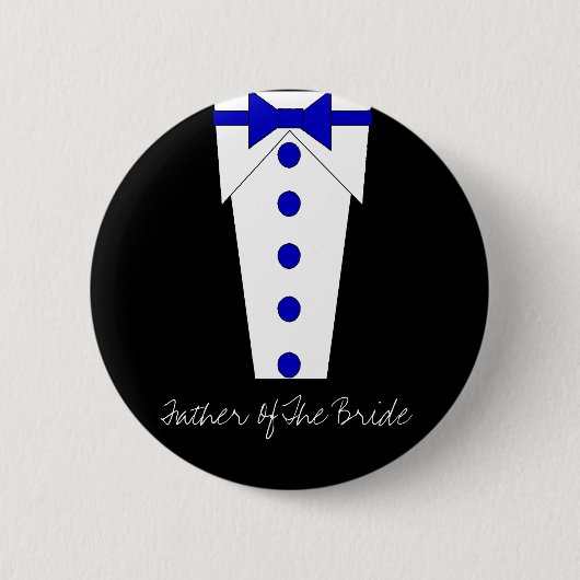 Badge Rond 5 Cm Père du bouton de jeune mariée (bleu) (Devant)