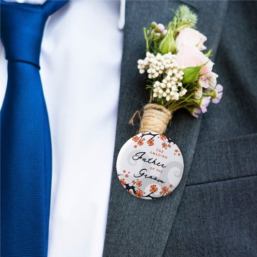 Badge Rond 5 Cm PÈRE DU GROOM Fleurs tropicales Mariage