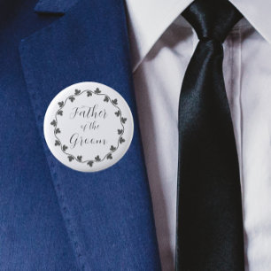 Badge Rond 5 Cm Père du Mariage botanique Groom Ivy