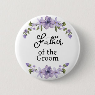 Badge Rond 5 Cm Père du Marié Fleurs Violettes Mariage