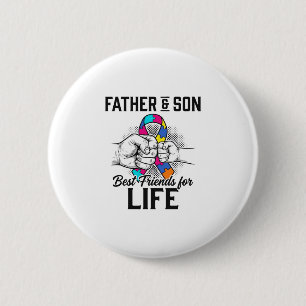Badge Rond 5 Cm Père et Fils Meilleurs Amis pour la Vie Puzzle Rub