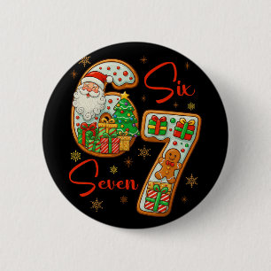 Badge Rond 5 Cm Père Noël 67 Noël Six Sept Costume Xmas Meme Fille
