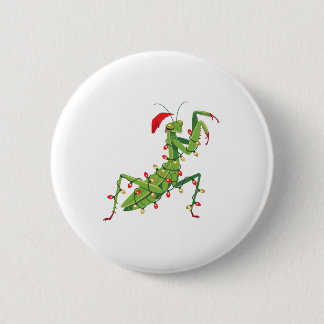 Badge Rond 5 Cm Père Noël à la mante religieuse Cadeau de collecti