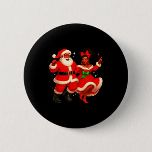 Badge Rond 5 Cm Père Noël africain dansant M. Mme Claus Afrique Am