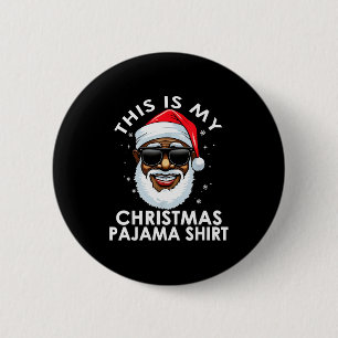 Badge Rond 5 Cm Père Noël afro-américain Chemise de pyjama de Noël