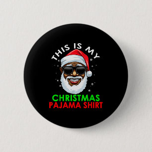 Badge Rond 5 Cm Père Noël afro-américain Chemise de pyjama de Noël