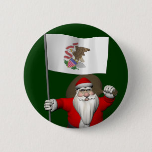 Badge Rond 5 Cm Père Noël Avec Encens De L'Illinois