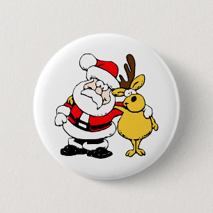 Badge Rond 5 Cm Père Noël avec le cerf