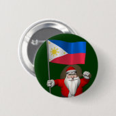 Badge Rond 5 Cm Père Noël Avec L'Enseigne Des Philippines (Devant & derrière)