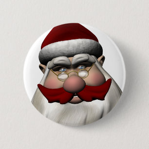 Badge Rond 5 Cm Père Noël Avec Moustache Rouge