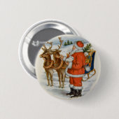 Badge Rond 5 Cm Père Noël avec son renne (Devant & derrière)
