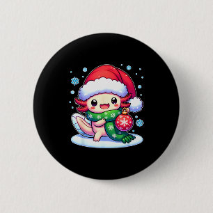 Badge Rond 5 Cm Père Noël Axolotl Drôle Mignon Noël Drôle Noël