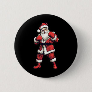 Badge Rond 5 Cm Père Noël Boxeur Boxe Kickboxing Noël Xmas