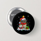 Badge Rond 5 Cm Père Noël Carlin Avec Elf Chat Feux de Noël Propri (Devant & derrière)
