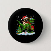 Badge Rond 5 Cm Père Noël Carlin équitation Reindeer T-rex Christm (Devant)