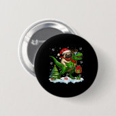 Badge Rond 5 Cm Père Noël Carlin équitation Reindeer T-rex Christm (Devant & derrière)