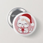 Badge Rond 5 Cm Père Noël Cat #2 (Devant & derrière)