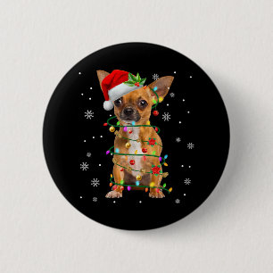 Badge Rond 5 Cm Père Noël Chihuahua Feux de Noël Joyeux Noël Amour