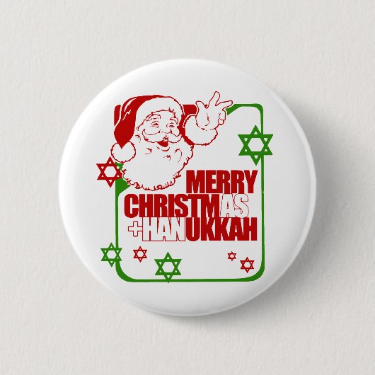 Badge Rond 5 Cm Père Noël Christmukkah (Devant)