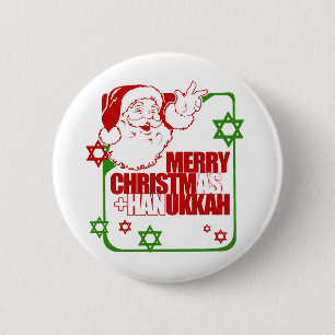 Badge Rond 5 Cm Père Noël Christmukkah