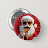 Badge Rond 5 Cm Père Noël cool (Devant & derrière)