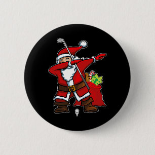 Badge Rond 5 Cm Père Noël de golf dabbing de Noël Hip Hop Dab Danc