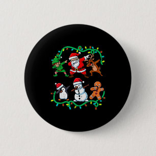 Badge Rond 5 Cm Père Noël de Noël Elfe Renne Dab Noël Danse Garçon