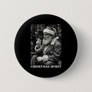 Badge Rond 5 Cm Père Noël de style rétro fumant une cigarette Noël