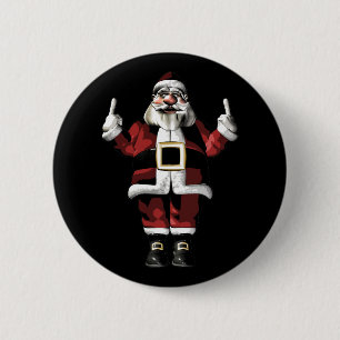 Badge Rond 5 Cm Père Noël donne le doigt