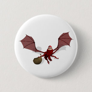 Badge Rond 5 Cm Père Noël Dragon