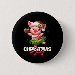 Badge Rond 5 Cm Père Noël drôle Cochon Hawaïen Noël en Juillet Pla