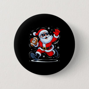 Badge Rond 5 Cm Père Noël drôle de football 67 Noël Xmas Vacances