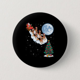 Badge Rond 5 Cm Père Noël drôle montant un chien berger allemand a