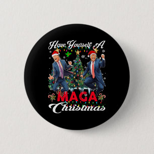 Badge Rond 5 Cm Père Noël drôle Trump Joyeux Méga Noël Chris