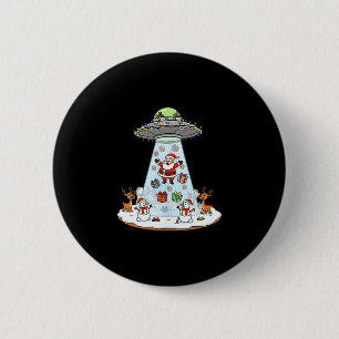 Badge Rond 5 Cm Père Noël drôle Ufo Livraison Joyeux Renne Bonhomm