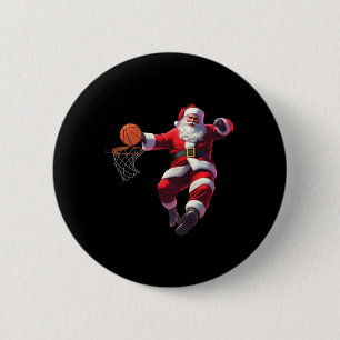 Badge Rond 5 Cm Père Noël elfe jouant au basket-ball de noël pyjam