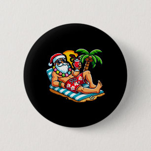 Badge Rond 5 Cm Père Noël en maillot de bain Fête de Noël d'été su