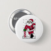 Badge Rond 5 Cm père Noël En Neige (Devant & derrière)