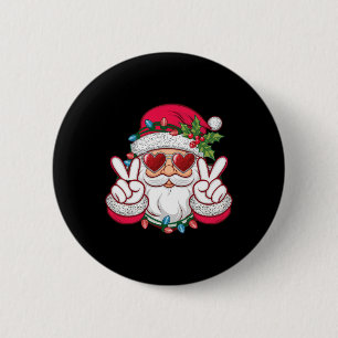 Badge Rond 5 Cm Père Noël Face Retro Sungles Noël Noël Noël Hommes