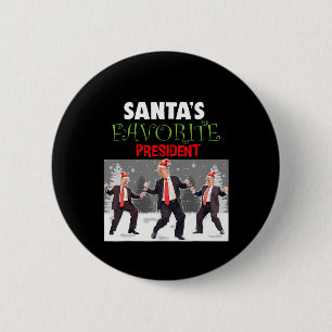 Badge Rond 5 Cm Père Noël Favori Président Père Noël Trump Danser